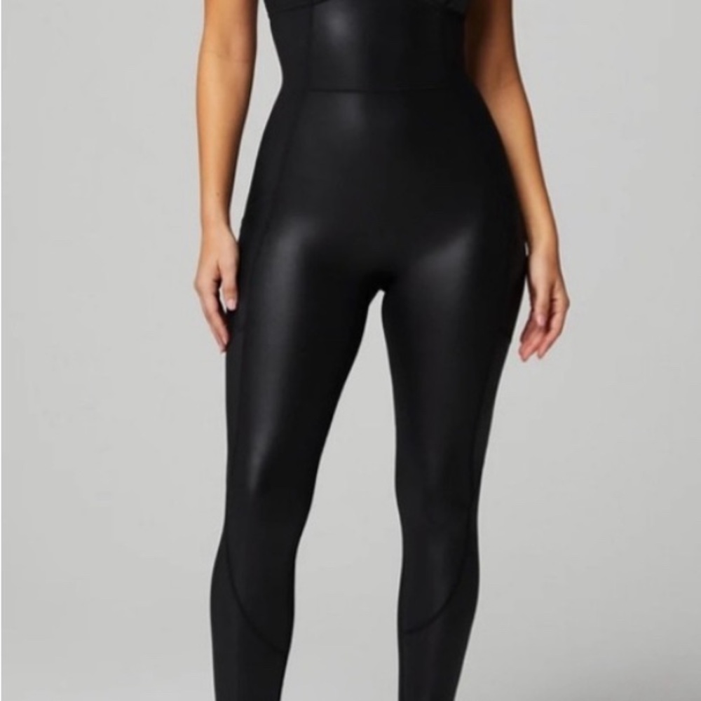 Fabletics Shiny Black Activewear Jumpsuit